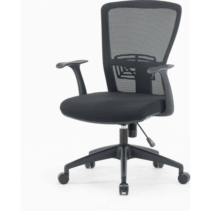 Dmora Drehstuhl Barzio, Schwarz, Verstellbar, Gepolstert, 5 Rollen – Bild 1