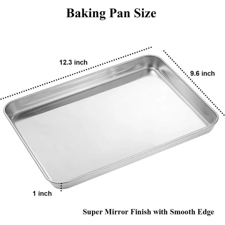 Wildone Edelstahl Backblech Set 30.5x25.4x2.5 CM 2er Pack – Bild 2