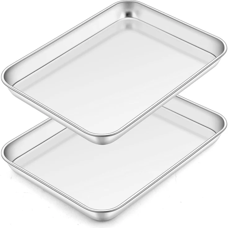 Homikit Edelstahl Backblech Set 2 Stück 23x17x2,5 cm Rechteckig – Bild 1