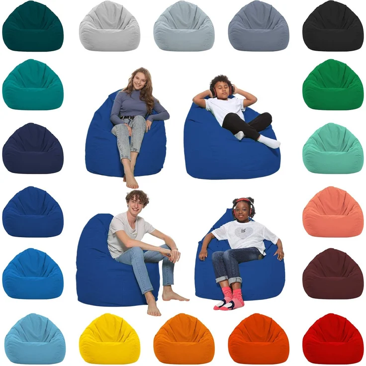 HomeIdeal - Sitzsack XXL Bodenkissen für Erwachsene & Kinder - Geeignet für Gaming oder Entspannen - Indoor wie Outdoor da er Wasserfest ist - mit EPS Perlen, Farbe:Blau, Größe:XXL – Bild 1