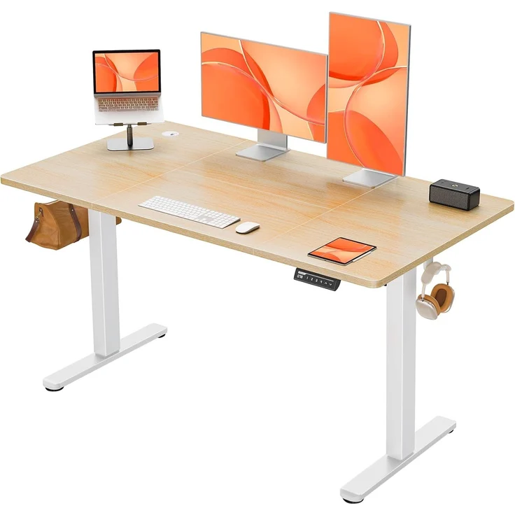 ErGear Elektrisch Höhenverstellbarer Schreibtisch 140x70 cm, Schreibtisch Höhenverstellbar mit 4 Memory-Funktion, Gaming Tisch mit Vierteilige Tischplatte – Bild 1
