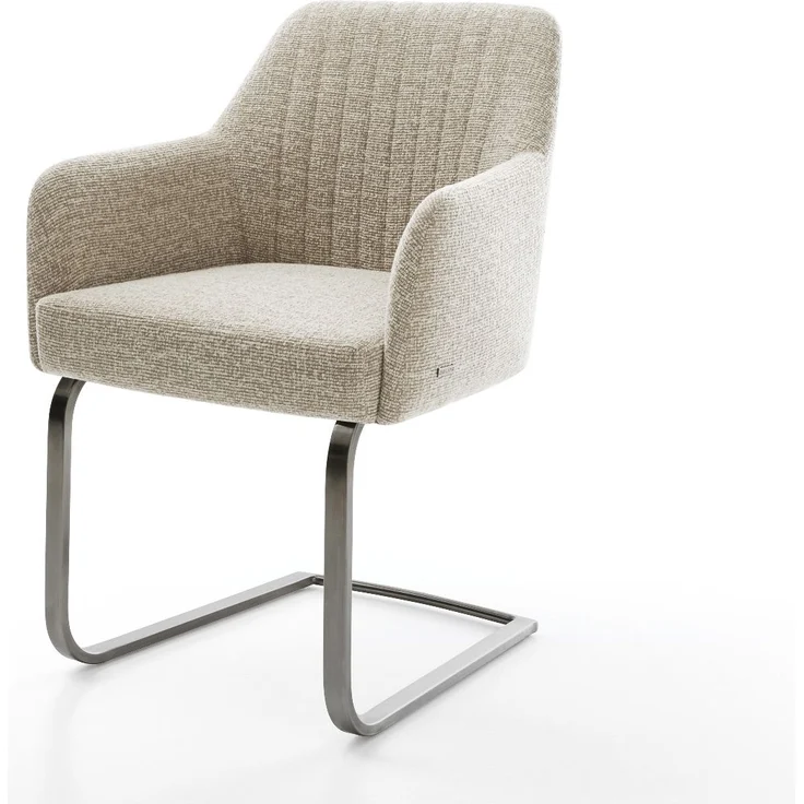 Freischwinger Greg-Flex Webstoff Soft Beige Freischwinger flach Graphit Taschenfederkern – Bild 1