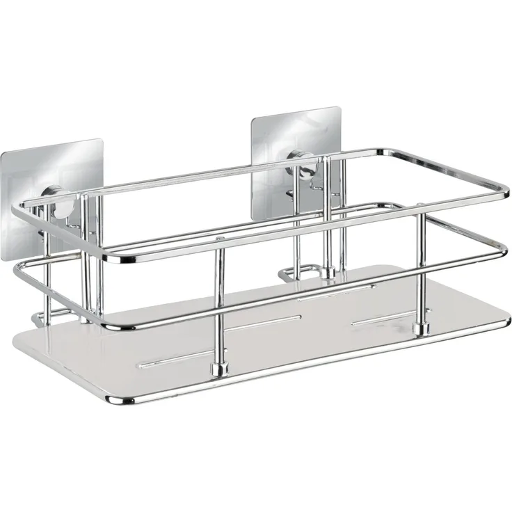 WENKO QUADRO Duschablage, Edelstahl rostfrei, Befestigen ohne bohren, Turbo-Loc®