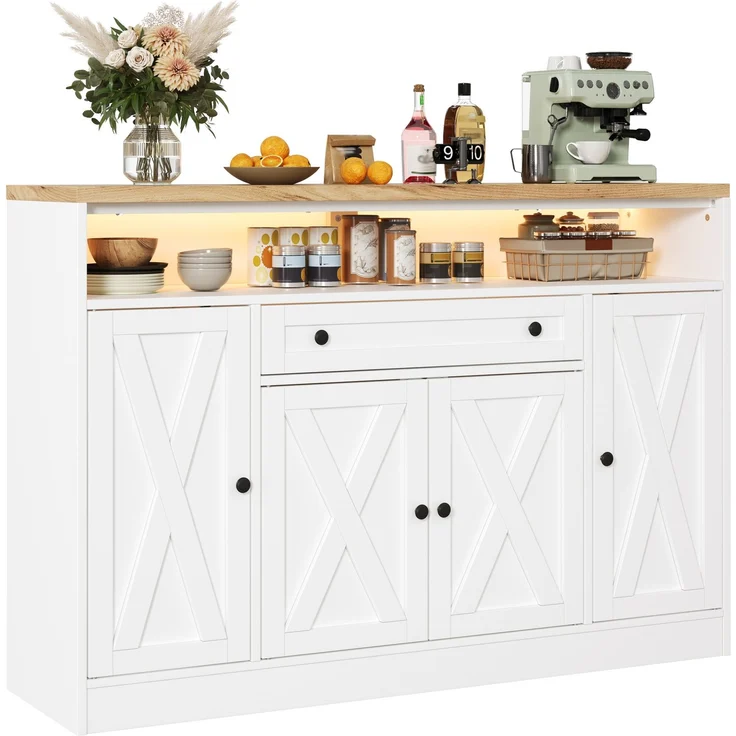 Sideboard 140 x 35 x 95 cm aus MDF mit RGB-LED-Beleuchtung und Schublade – Bild 6