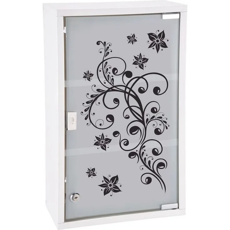 Spetebo Medizinschrank XXL Metall Medizinschrank Glastür weiß - 50x30 cm (Komplett-Set, 1-St, Schrank + Schlüssel) Abschließbar, Tablettenschrank, Medikamentenschrank