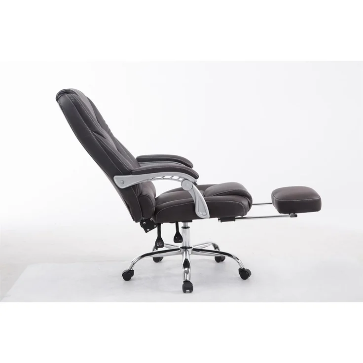 Bürostuhl MIAMI - 118x68x64, Braun Kunstleder Metall in Chromoptik Gestell ergonomische Bürostühle Homeoffice Stuhl mit Rollen – Bild 3