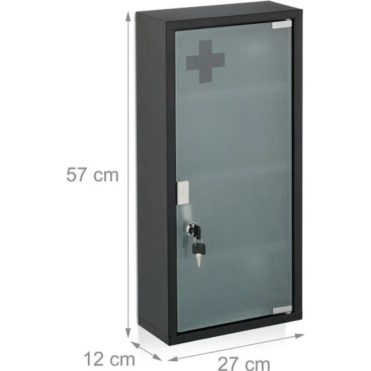 Schwarzer Medizinschrank mit Glastür 10050023 – Bild 4