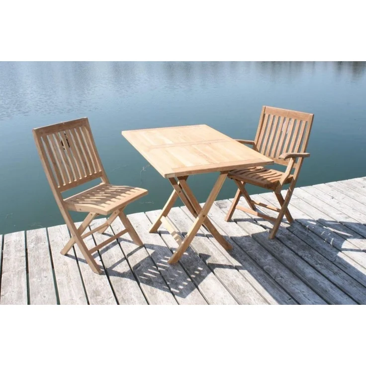 Linder Exclusiv Gartentisch Klapptisch Paris in premium Teak 100 x 70 cm Natur – Bild 3