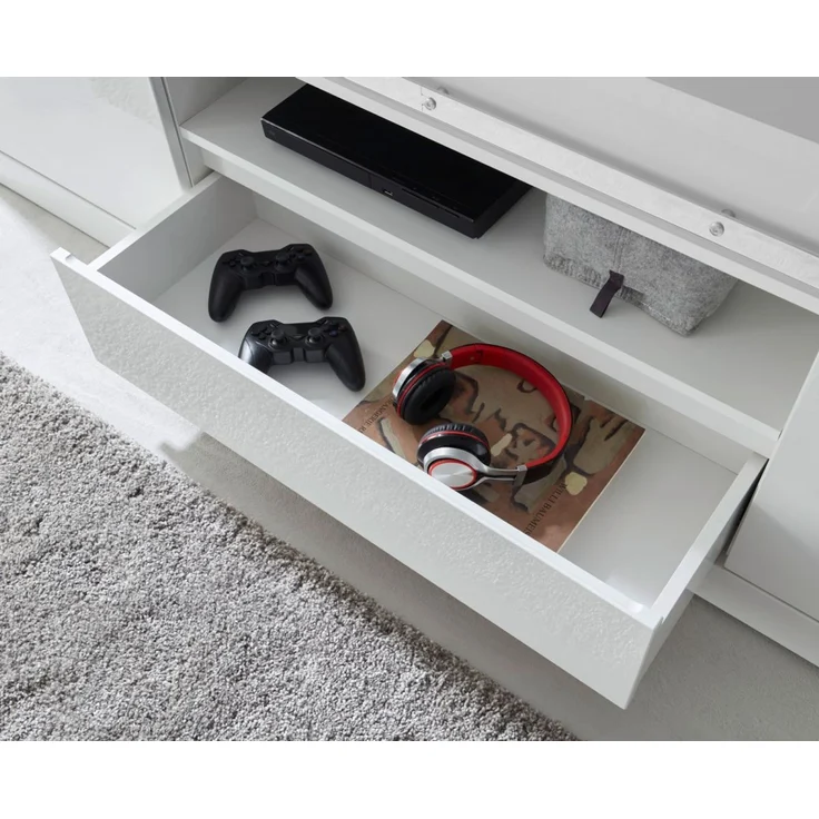 Vitrine Miami in weiß Hochglanz 93 x 201 cm – Bild 5