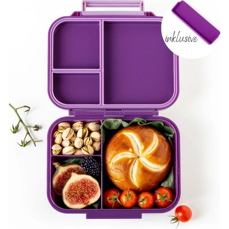 LEKKABOX Lunchbox Mini Kinder Bentobox, 3 Fächer - Brotdose Vesperdose Brotbüchse, Für feuchte Lebensmittel auslaufsicher, inkl. extra Trenner – Bild 5
