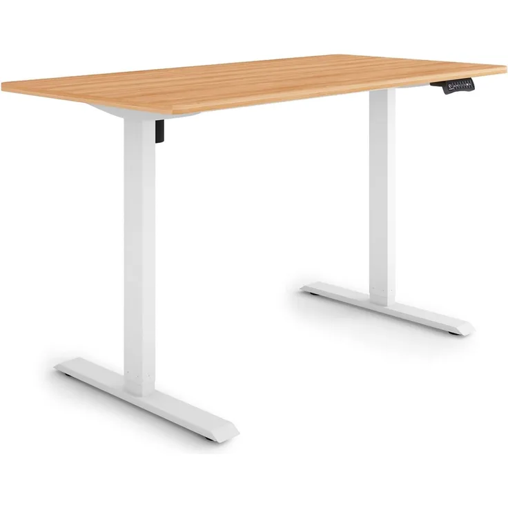 ESMART Germany ETX-121WM 140x70 cm Ahorn Dekor Ergonomischer Steh-Sitz-Schreibtisch Stufenlos elektrisch höhenverstellbar 73,5-123,5cm 3X Memory Aktivitätserinnerung Soft-Start/Stopp Schnelle Montage
