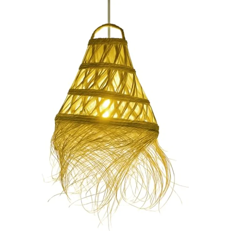 Marrakesch Orient & Mediterran Interior Pendelleuchte Bayamo, handgefertigte Boho Lampe aus Palmenblatt, 28 cm, E14 Fassung, Natur – Bild 7