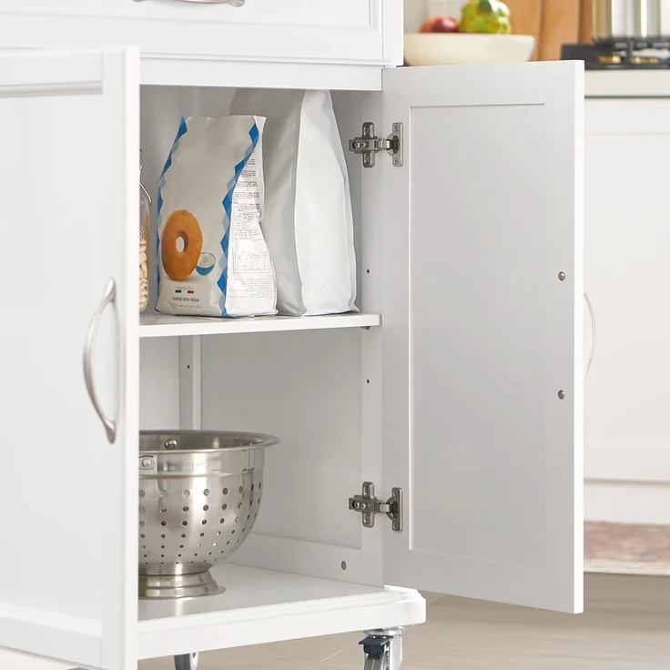 Küchenwagen mit Bambustischplatte und 4 Rollen Weiß FKW13-WN – Bild 6