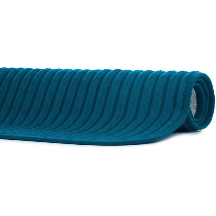 Gözze Badematte Berlin, Höhe 7 mm, rutschhemmend beschichtet, fußbodenheizungsgeeignet, Polyester, rechteckig, Badteppich, Uni Farben, Cord Optik, waschbar – Bild 3