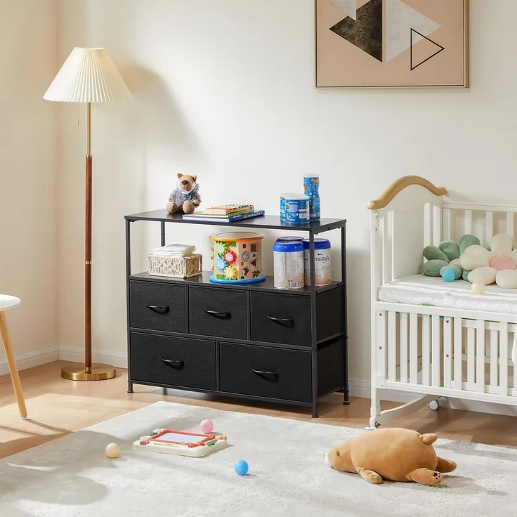 DUMOS Stauraumschrank Kommode mit Stoffschubladen, Stoffkommode für Schlafzimmer Geeignet Schubladenschränke – Bild 2