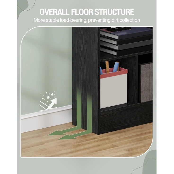 Bücherregal, Bücherschrank, mit 6 Fächern, Aufbewahrungsregal, Standregal, für Wohnzimmer, Büro, Schlafzimmer, 24 x 80 x 170 cm, Schwarz – Bild 7
