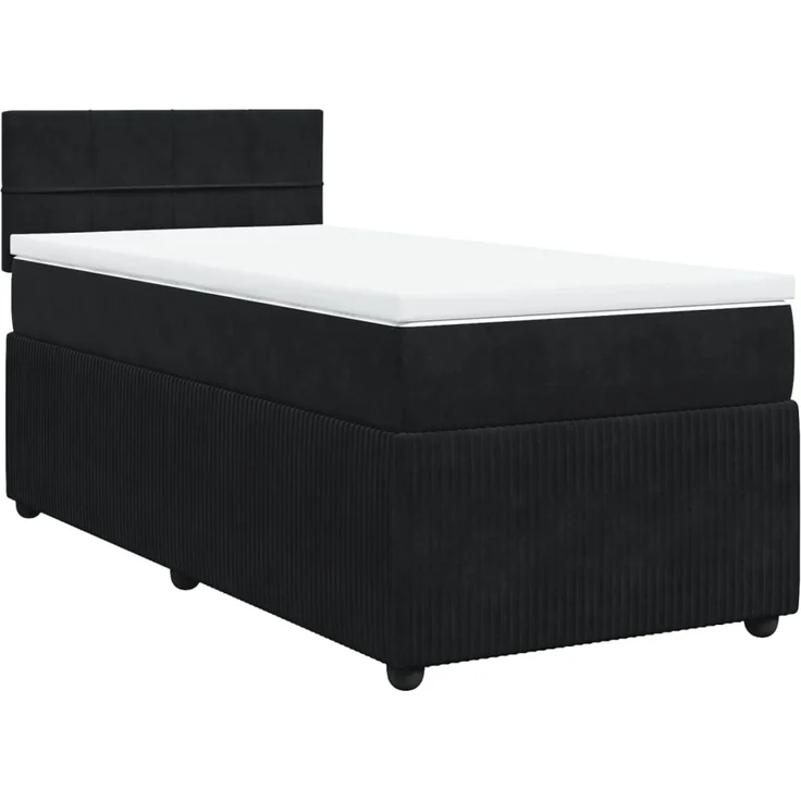 vidaXL Boxspringbett mit Matratze Schwarz 80x200 cm Samt 3287592 – Bild 2
