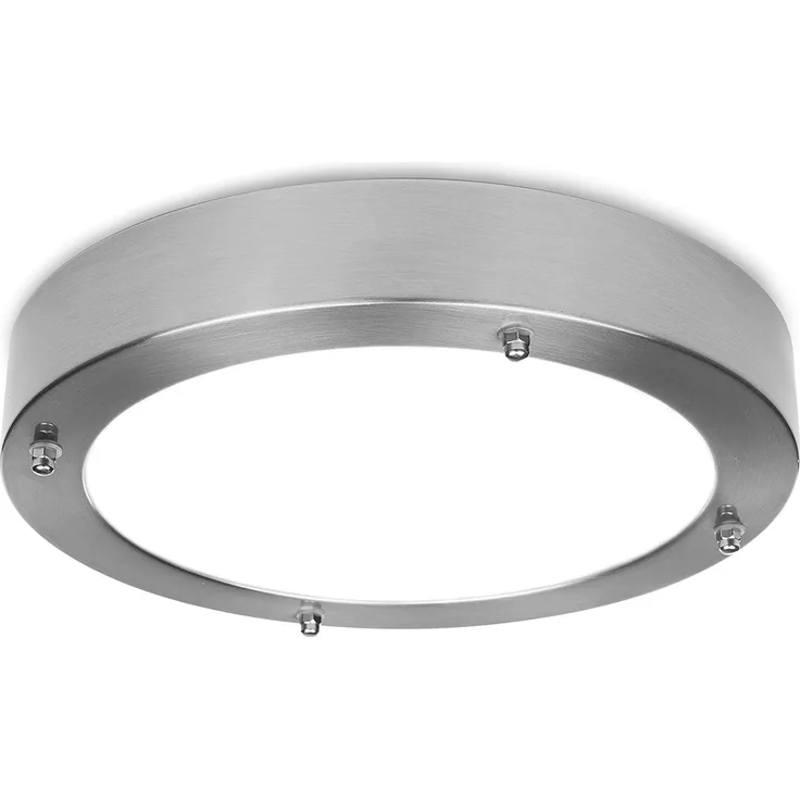 Moderne 12 Watt LED Deckenleuchte fürs Bad aus gebürstetem Stahl & Glas, IP44