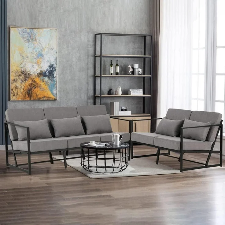 Sessel Polstersessel Cocktailsessel Leinen 1 Sitz Hellgrau – Bild 8