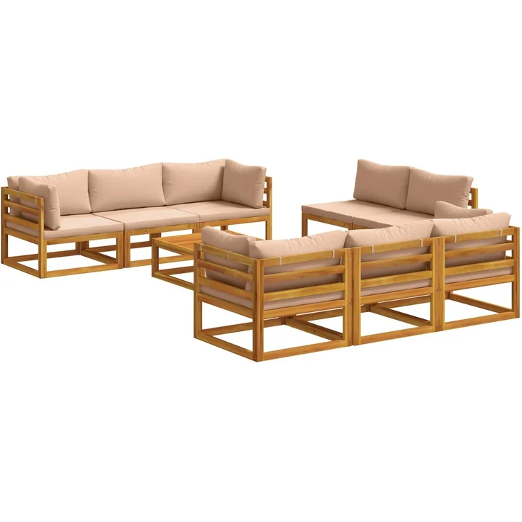 vidaXL 9-teiliges Garten-Lounge-Set, modular Natur Massivholz Akazie 3417287 – Bild 2