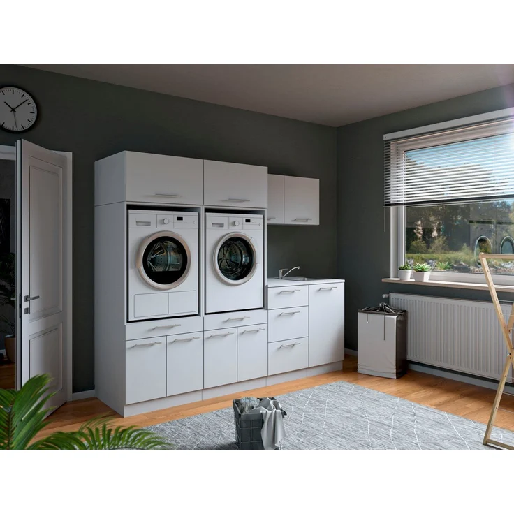 Laundreezy Mehrzweckschrank-Set Laundreezy, 8-tlg. Mehrzweckschrank-Set B/H/T 236/200/68 cm, (8-St), Breite 236 cm, Soft-Close-Funktion, höhenverstellbare Füße – Bild 1