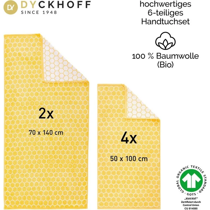 Dyckhoff Handtuch Set Pure Natural Honey, Frottier (Set, 6-St), BIO Baumwolle, GOTS – Bild 4