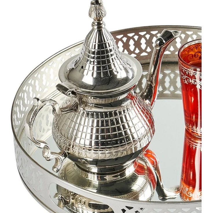Marrakesch Orient & Mediterran Interior Tablett Spiegeltablett Rundes Tablett Nikita 30cm groß Ramadan Deko, Handarbeit – Bild 3