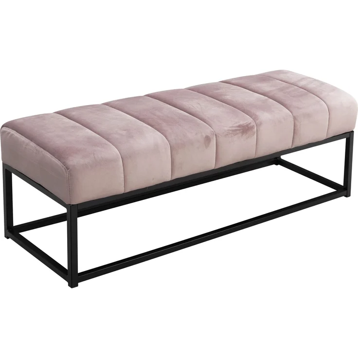 Sitzbank Samt Rosa 108x40x40cm Polsterbank Metallgestell Modern Gesteppt – Bild 6