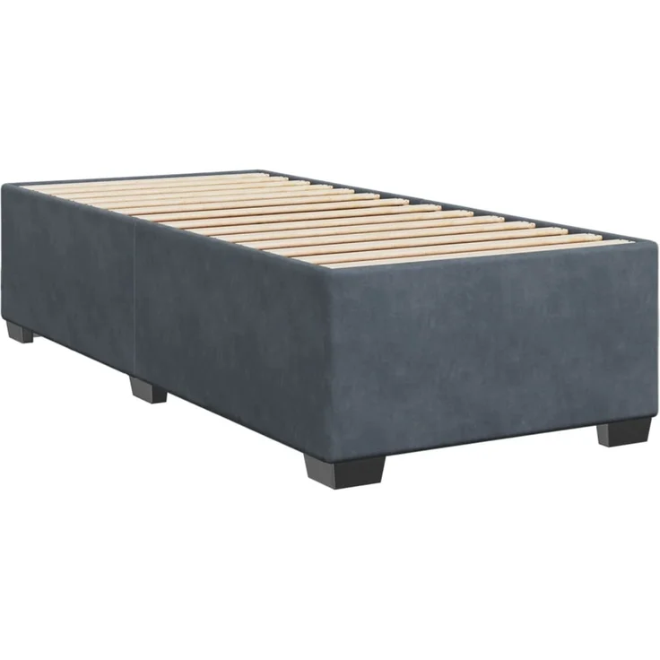 vidaXL Boxspringbett mit Matratze Dunkelgrau 90x190 cm Samt 3285252 – Bild 5