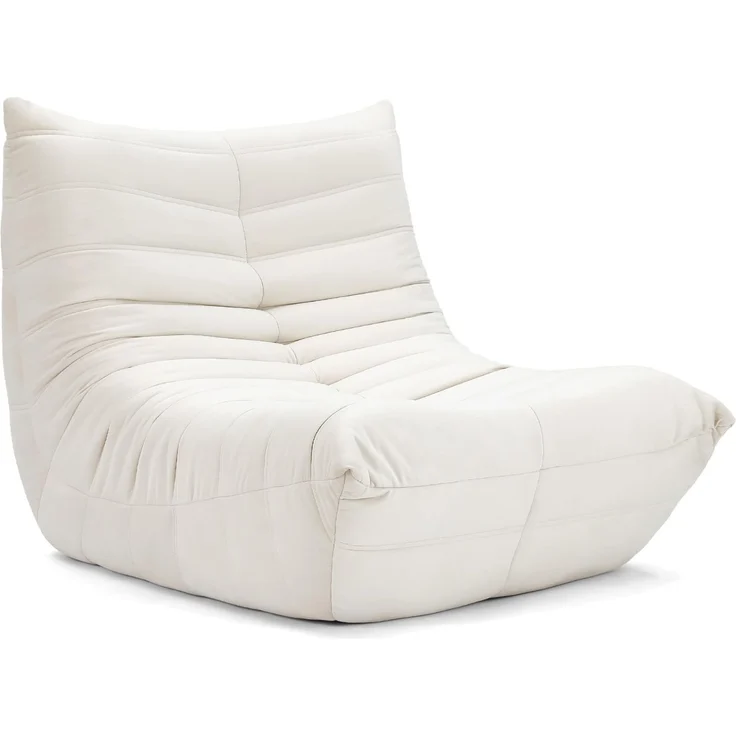 Vesgantti Togo Sofa für kleine Räume, Bodensofa aus Memory-Schaum, Loungesofa aus Wildlederimitat, kleines Wohnzimmer Sofa für Schlafzimmer & Wohnzimmer, Weiß