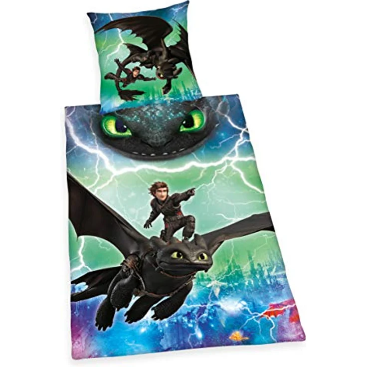 Herding DREAMWORKS DRAGONS Bettwäsche-Set, Wendemotiv, Bettbezug 140x200 cm, Kopfkissenbezug 70x90 cm, Baumwolle/Renforcé – Bild 2