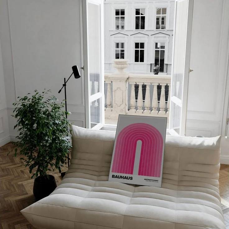 JUSTGOODMOOD Poster Bauhaus Abstrakte Kunst Pinke Retro Bogen Grafik im minimalistischen S, (1 St) – Bild 4