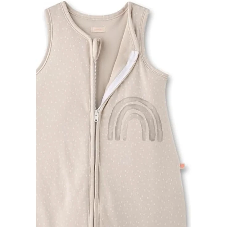 SANETTA Baby-Schlafsack mit Füßen Beige | Praktischer und bequemer Unisex-Schlafsack aus Bio-Baumwolle. Baby-Schlafsack mit Reißverschluss und Regenbogen-Print | Baby Sleeping Bag – Bild 3