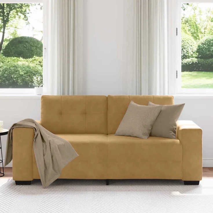 vidaXL Zweisitzer-Sofa Braun 180x77x82 cm Samt 4105129 – Bild 3