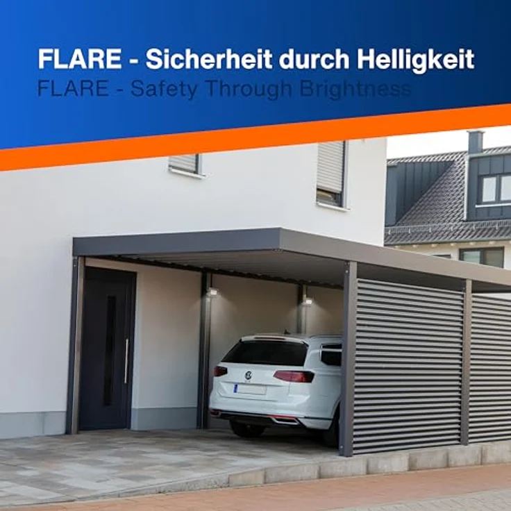 REV LED Strahler für außen FLARE - IP65, LED Leuchte 20W, 1700 Lumen, 6500K – Outdoor Beleuchtung - ideal für Hofeinfahrten, Garagen & Hauseingänge, silber – Bild 9