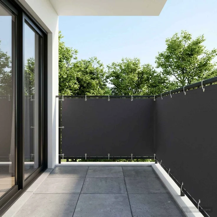 vidaXL Balkon-Sichtschutz 1,5 x 15 m Stoff mit PU-Beschichtung Schwarz 42036778 – Bild 1
