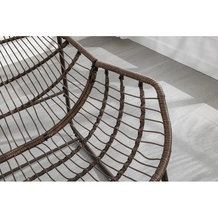 LVHOM Schaukelstuhl mit gepolstertem Kissen, Rattanstuhl mit Stahlrahmen, Lounge Sessel, Schaukelsessel, 1 St, für Balkon/Garten/Wohnzimmer/Schlafzimmer – Bild 7