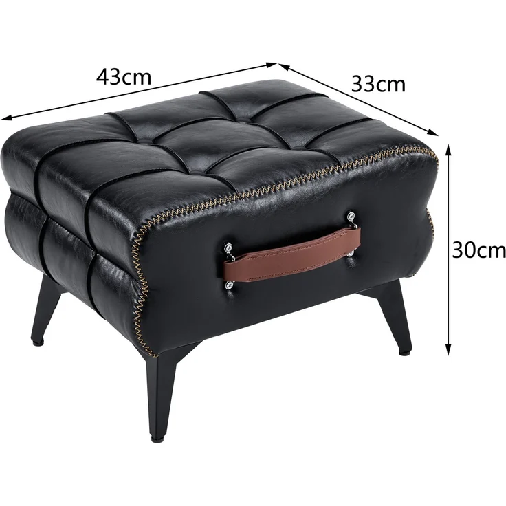 Hocker H 30 x T 43 x B 33 cm, schwarzes Kunstleder mit Stahlbeinen, 1 Stück – Bild 5