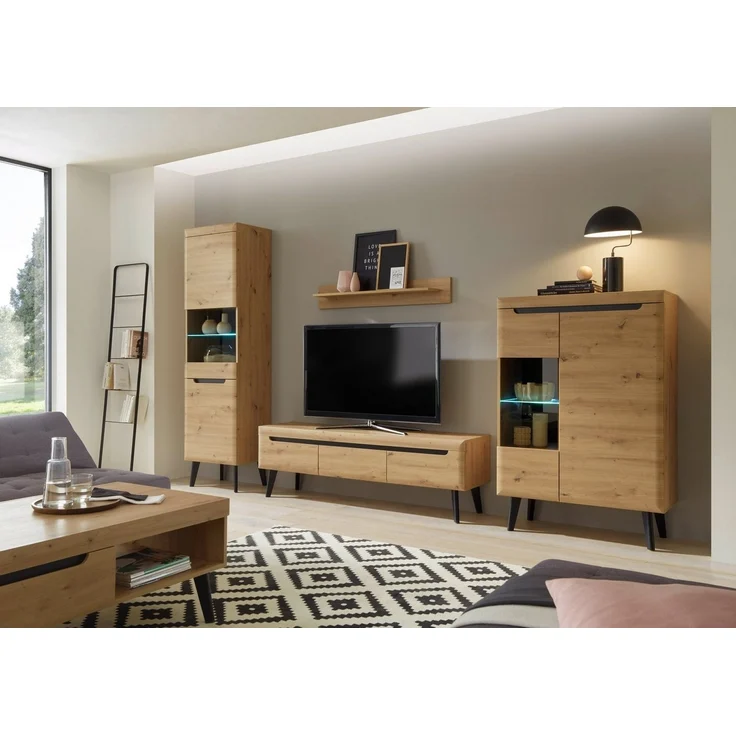 INOSIGN Wohnwand Torge, Anbauwand, Schrankwand, Mediawand, Wohnzimmer-Set, (Set, 4-St), Lowboard: 160x 40x 50 cm – Bild 2