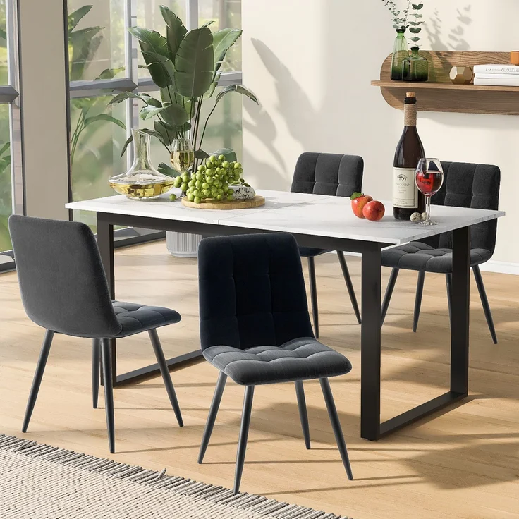 Essgruppe 5-teilig mit ausziehbarem Esstisch 140/180 cm & 4 Stühlen, modern für Esszimmer und Küche – Bild 1