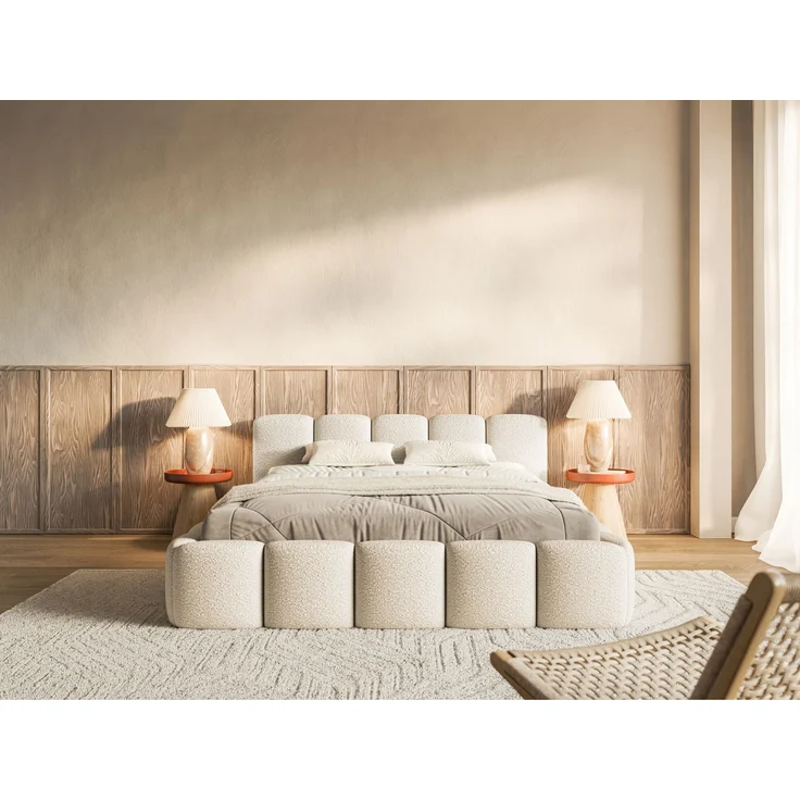 Selsey 'Cloudy Low' Polsterbett 180x200 mit Holzlattenrost, hellbeige Bouclé – Bild 2