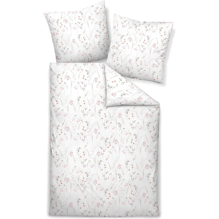 Janine Milano Mako-Satin Bettwäsche 155x220 Blüten Gräser siena natur 45049-04