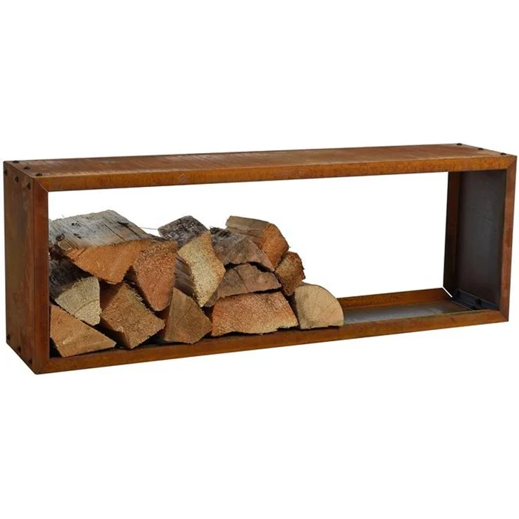 Kaminholzregal Brennholzregal Edelrost 115x40x25 cm Holzregal Rost Cortenstahl – Bild 3