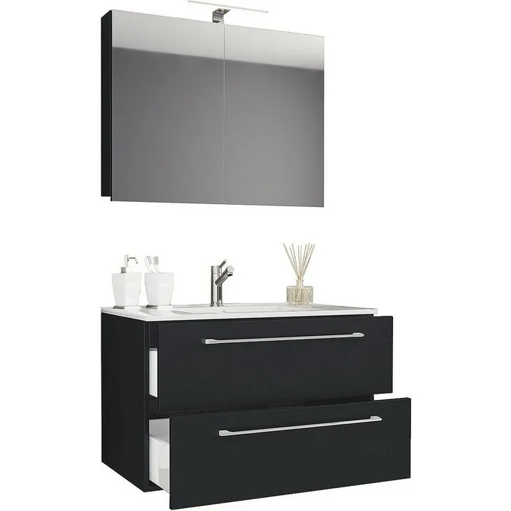 VCM Badmöbel Waschtisch Badinos 914331 Schwarz H. 109 x B. 60 x T. 46 cm