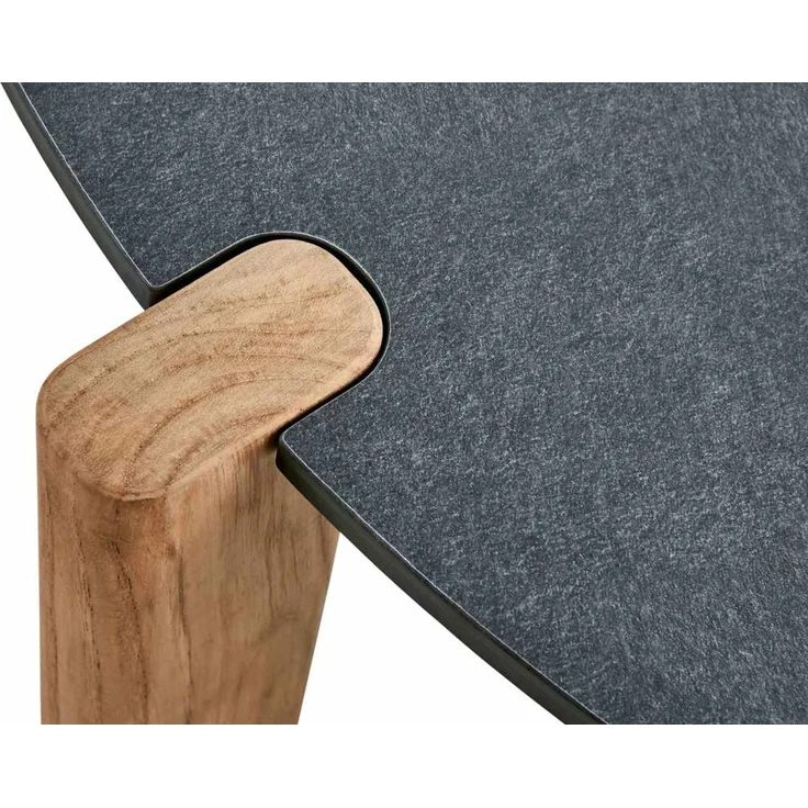 Gartencouchtisch Domino aus Teakholz, modern rund, anthrazit und natur, Ø 90 cm – Bild 3