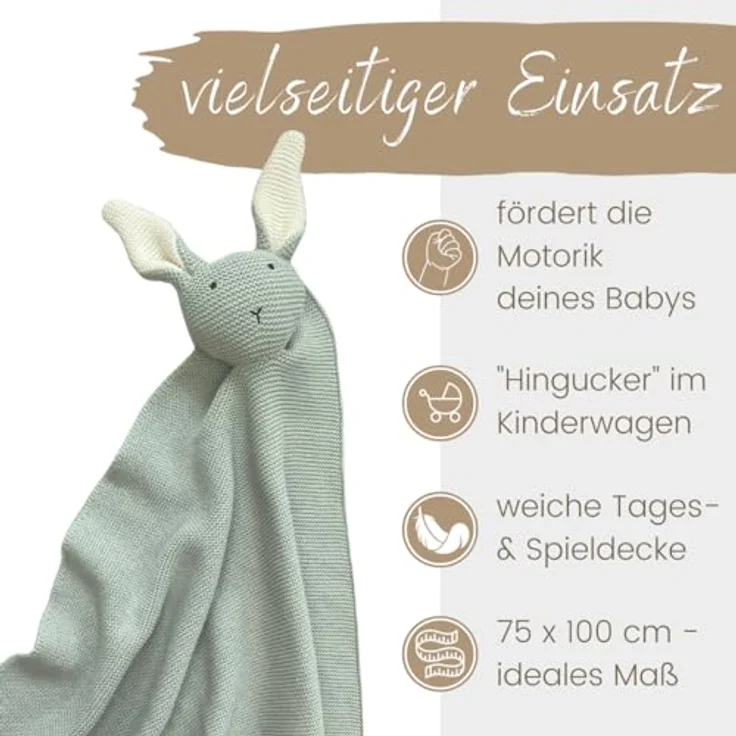 Babydecke DIKOS® Babydecke SCHMUSE-HASE Baby Geschenk Mädchen Junge Geschenkset, DIKOS, Geschenk zur Geburt, PREMIUM Qualität, 100 % BIO Baumwolle, nachhaltig – Bild 6