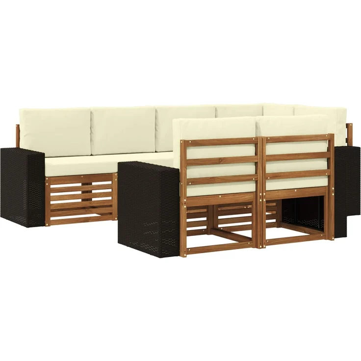 vidaXL Outdoor-Sofagarnitur 7 stk. 7-Sitzer Natur und Creme 3384481 – Bild 2