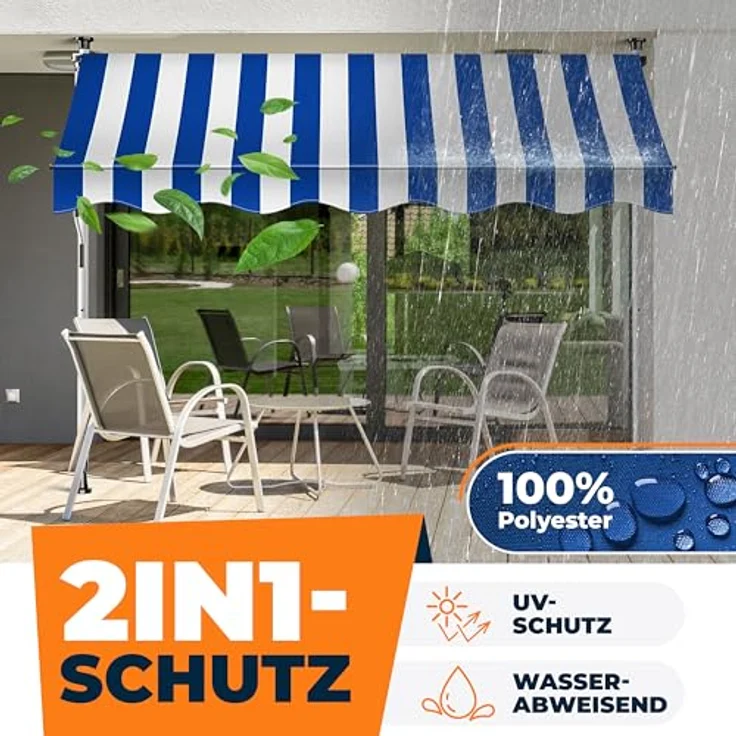 KESSER® Klemmmarkise mit Handkurbel Balkon, Balkonmarkise ohne Bohren, UV-beständig höhenverstellbar wasserabweisend, Sonnenschutz, Terrassenüberdachung, einfache Montage 400cm – Bild 5