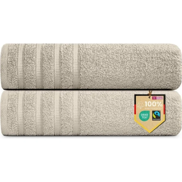 2er Set Saunatücher Plain grau-beige 90x200 - Farbe: Grau-Beige, Größe: 90x200 – Bild 4