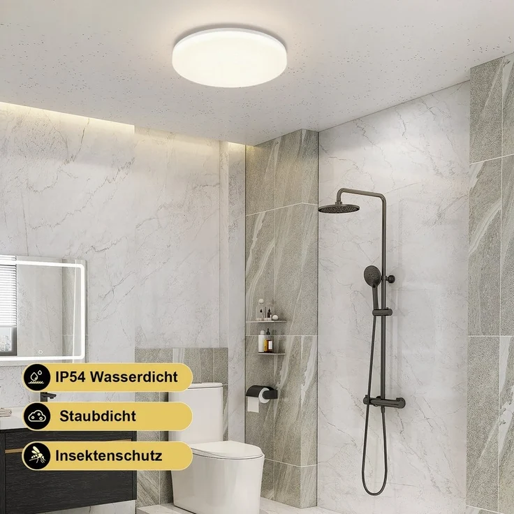 Nettlife LED Panel Deckenlampe Flach 18W Ø22CM Rund Dimmbar Fernbedienung, Dimmbar, LED fest integriert, Warmweiß Neutralweiß Kaltweiß, Küche Flur Schlafzimmer 22x22x4,8cm – Bild 3